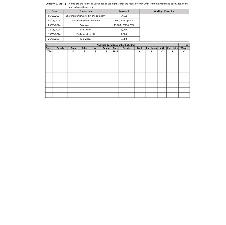 Question 2025 - 17 Part 1