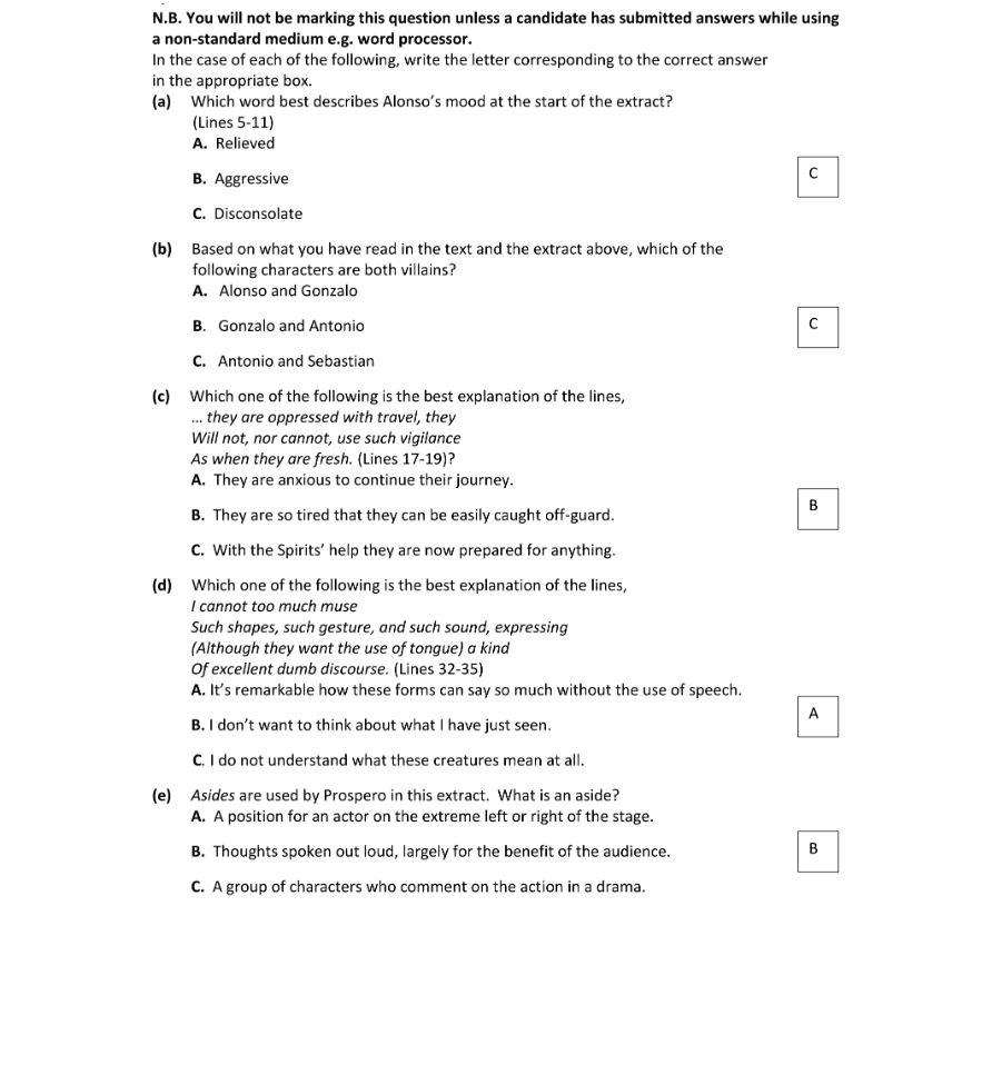 Marking Scheme Part 1