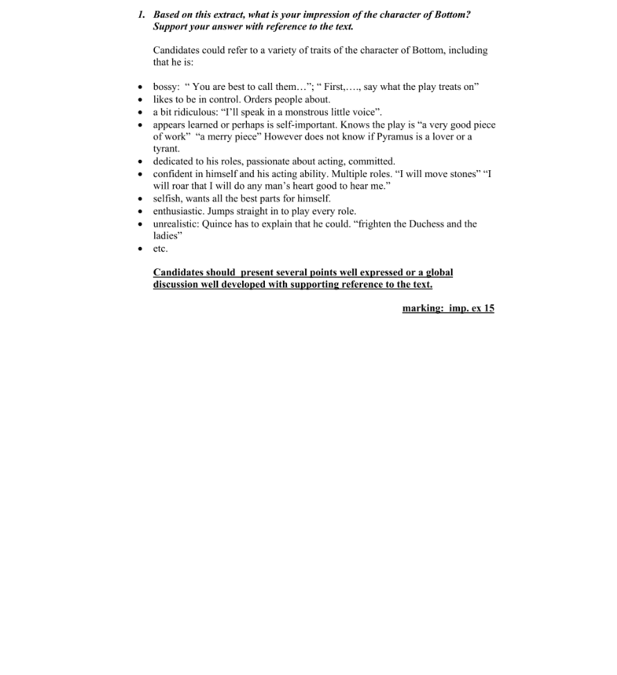Marking Scheme Part 1