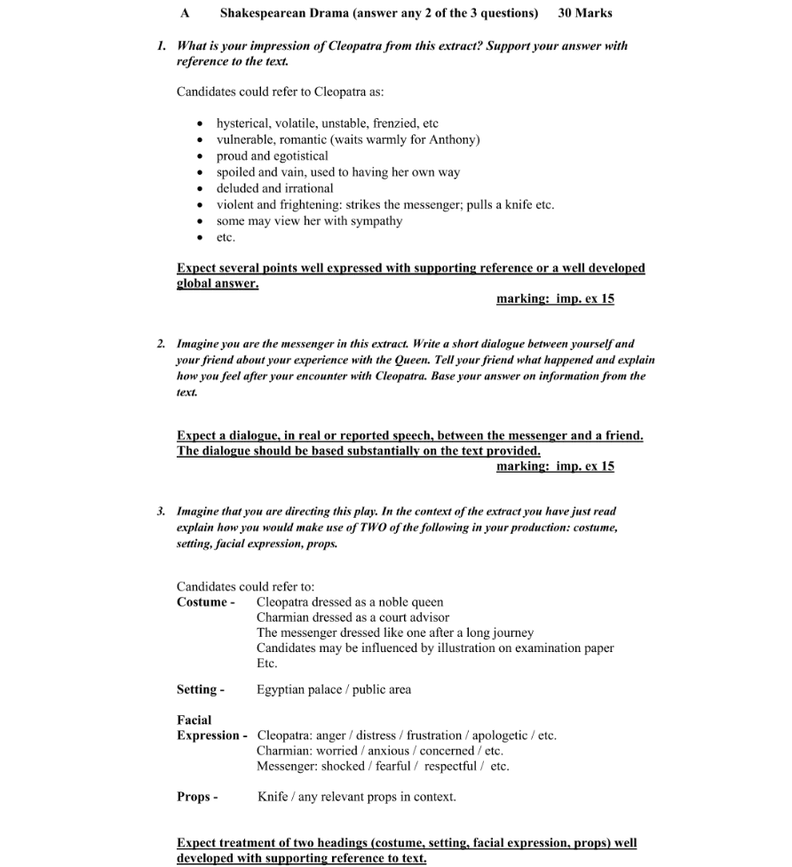 Marking Scheme Part 1
