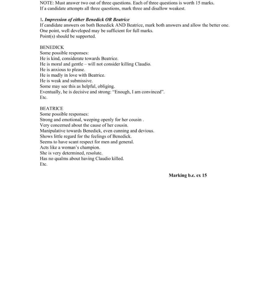 Marking Scheme Part 1