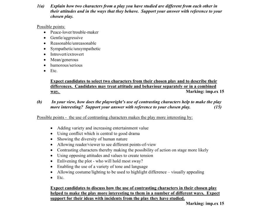 Marking Scheme Part 1