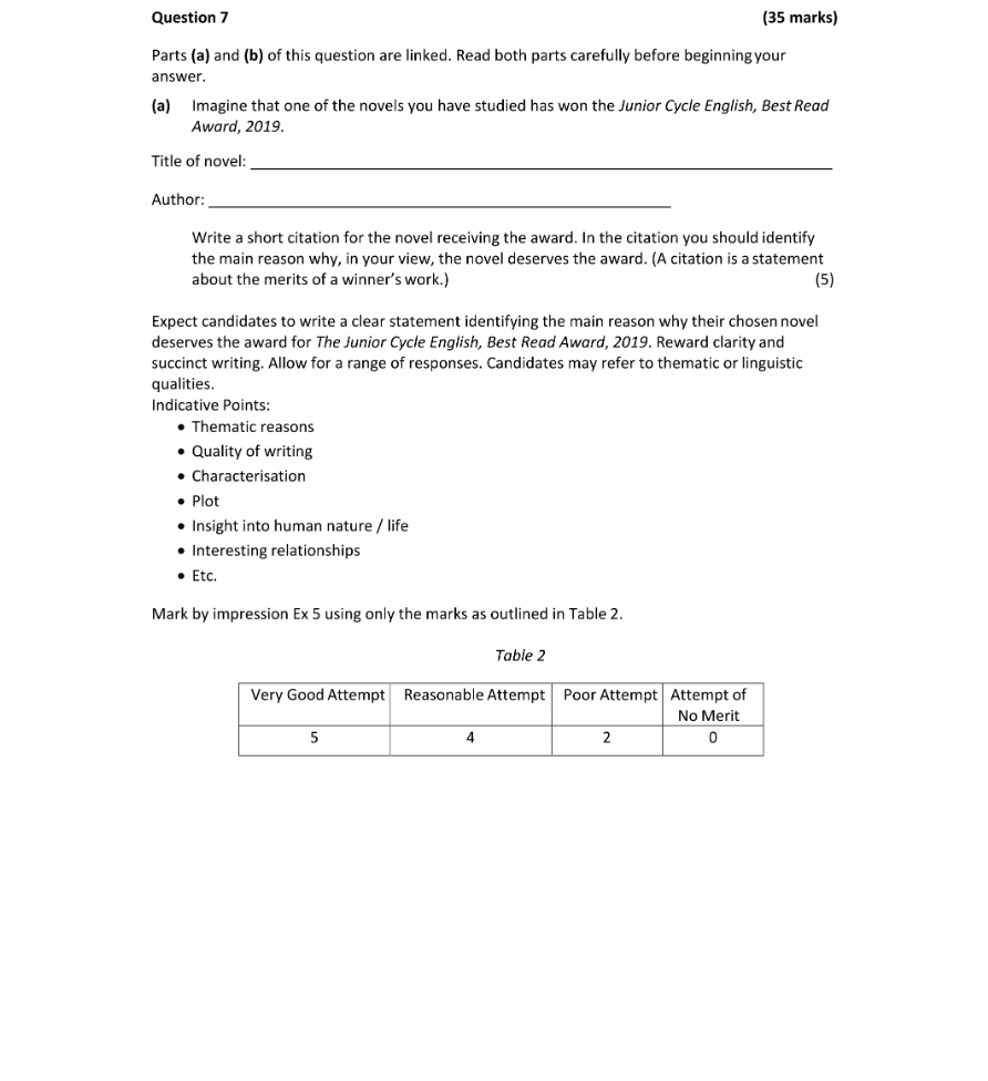 Marking Scheme Part 1