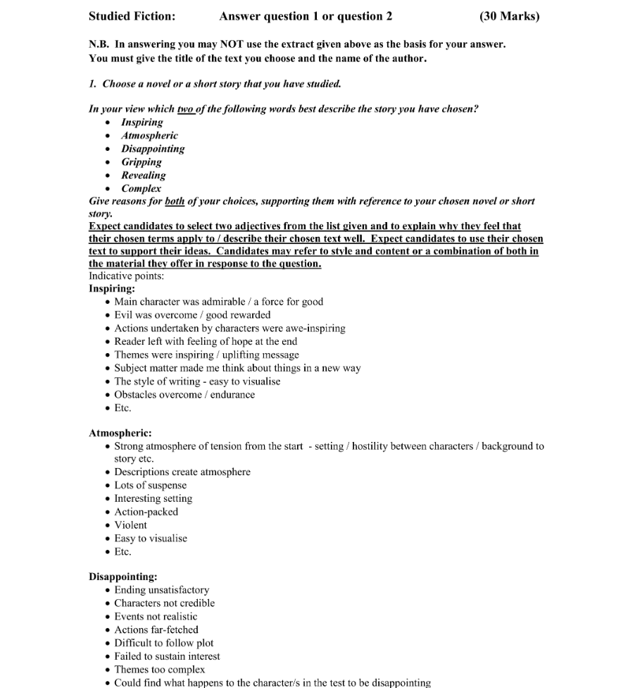 Marking Scheme Part 1