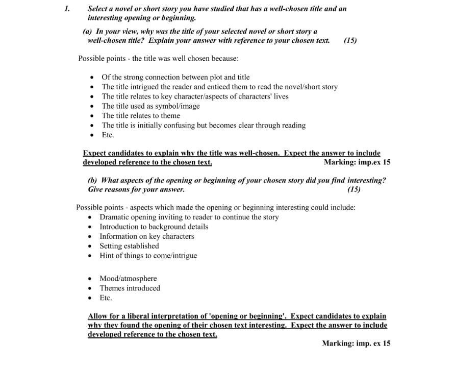 Marking Scheme Part 1