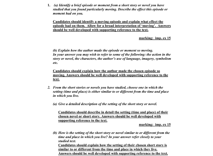 Marking Scheme Part 1