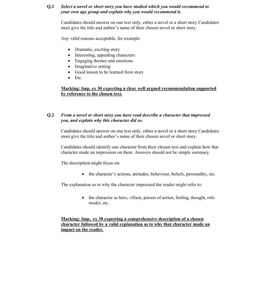 Marking Scheme Part 1