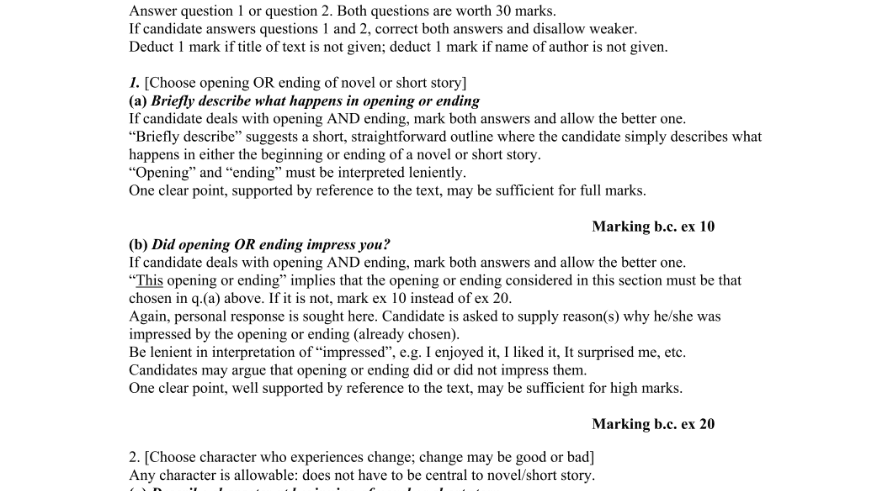 Marking Scheme Part 1
