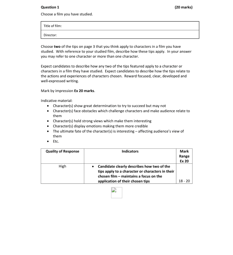 Marking Scheme Part 1