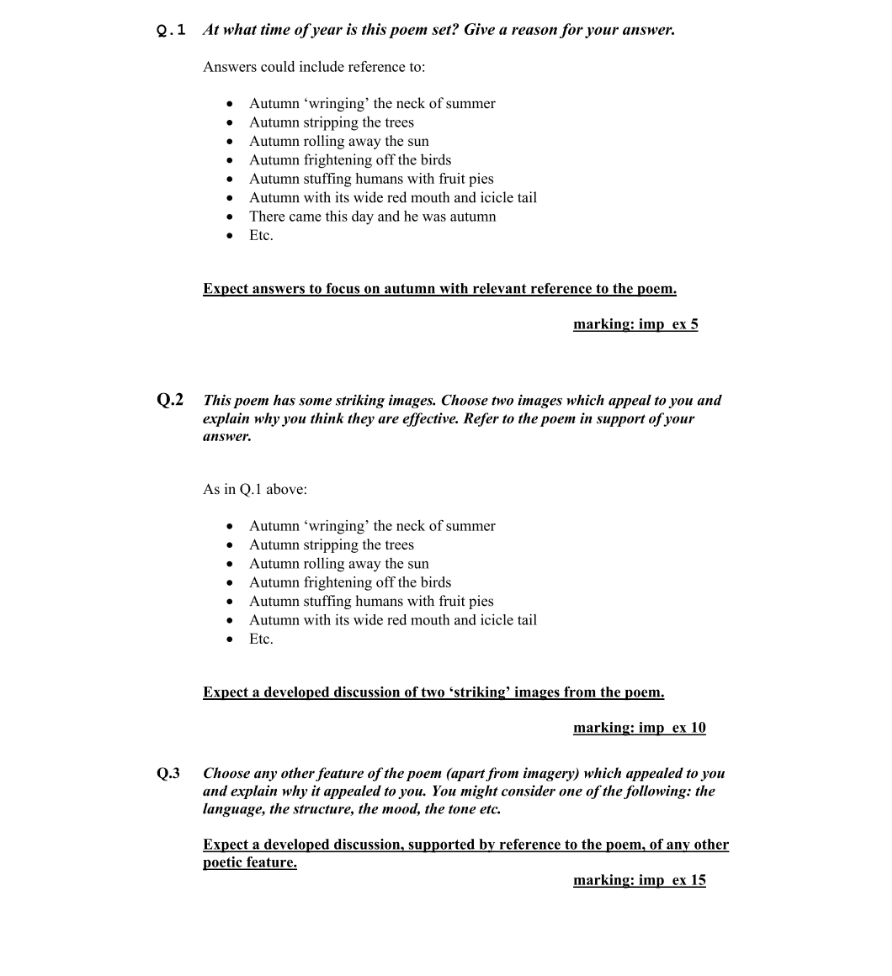 Marking Scheme Part 1
