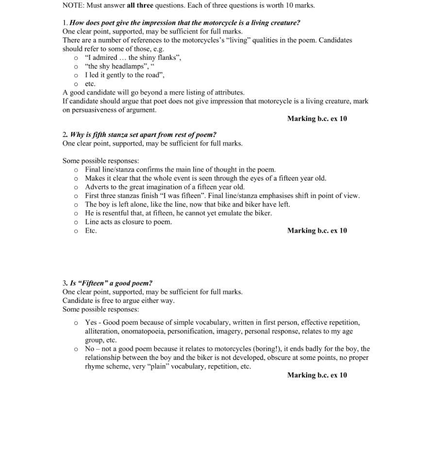Marking Scheme Part 1