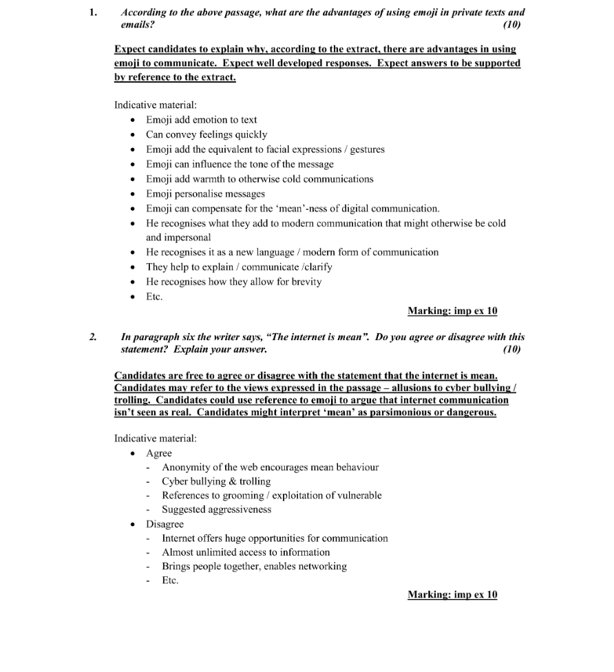 Marking Scheme Part 4