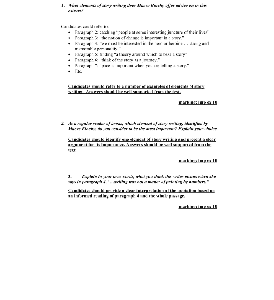 Marking Scheme Part 1