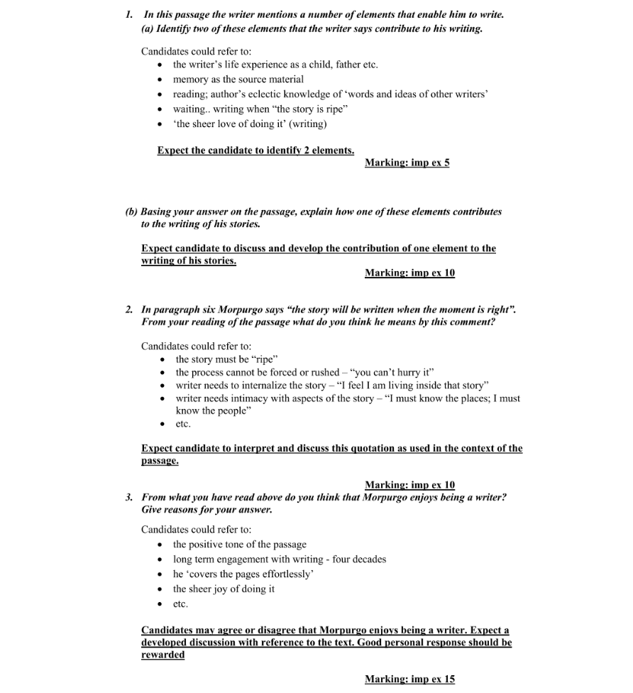 Marking Scheme Part 1