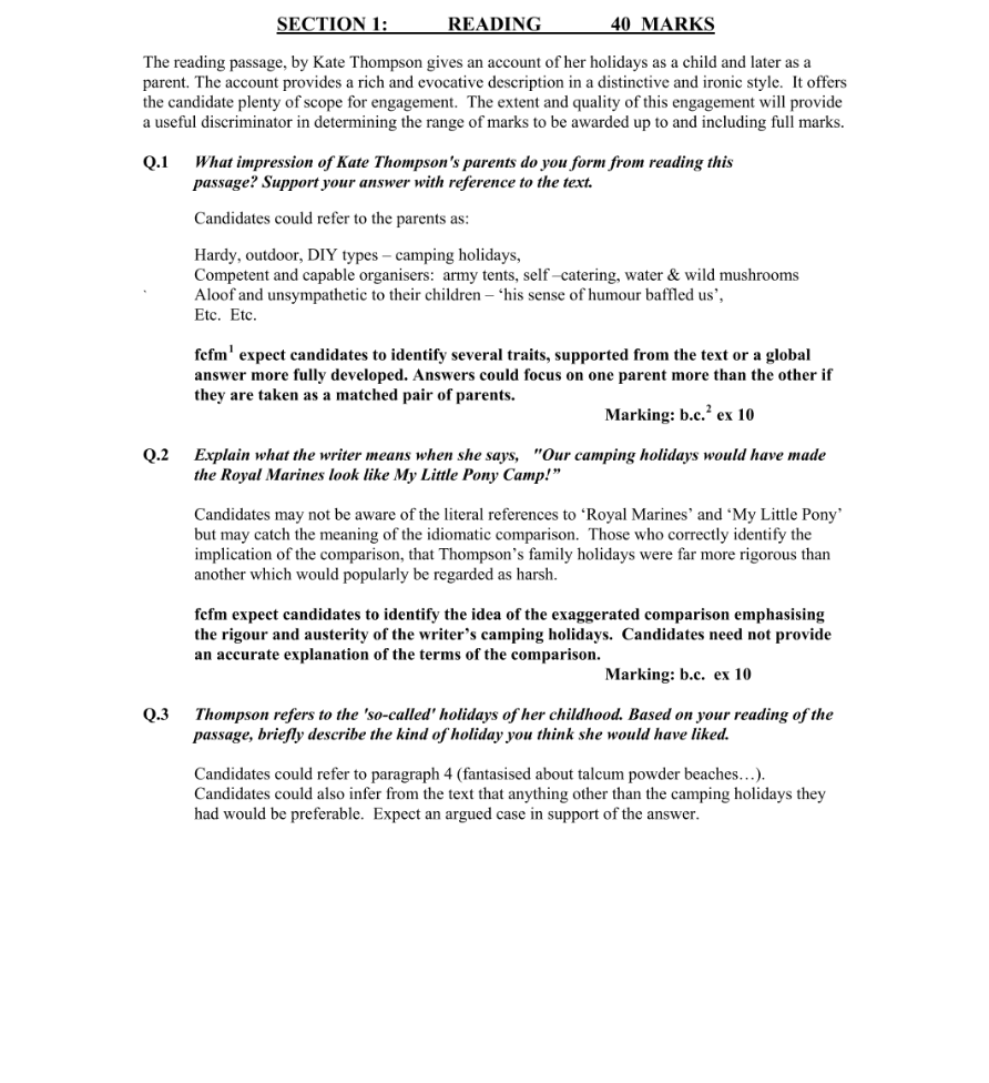 Marking Scheme Part 1
