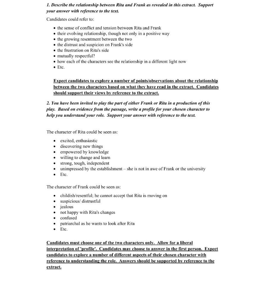 Marking Scheme Part 1