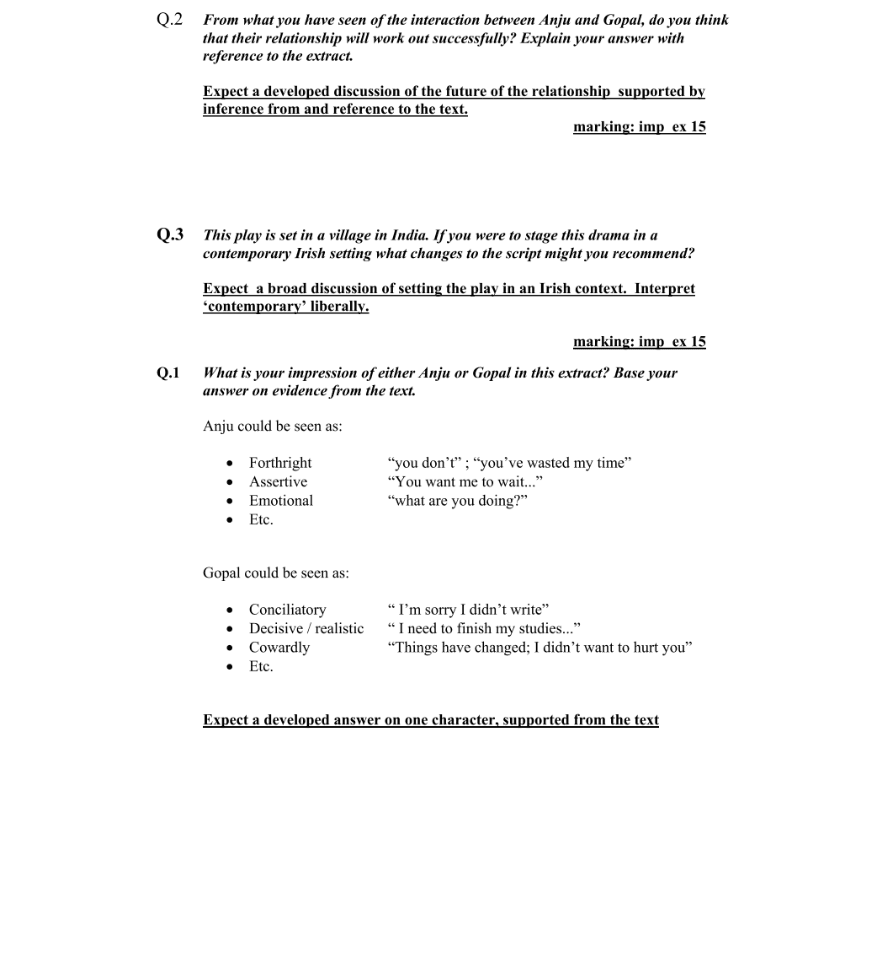 Marking Scheme Part 1