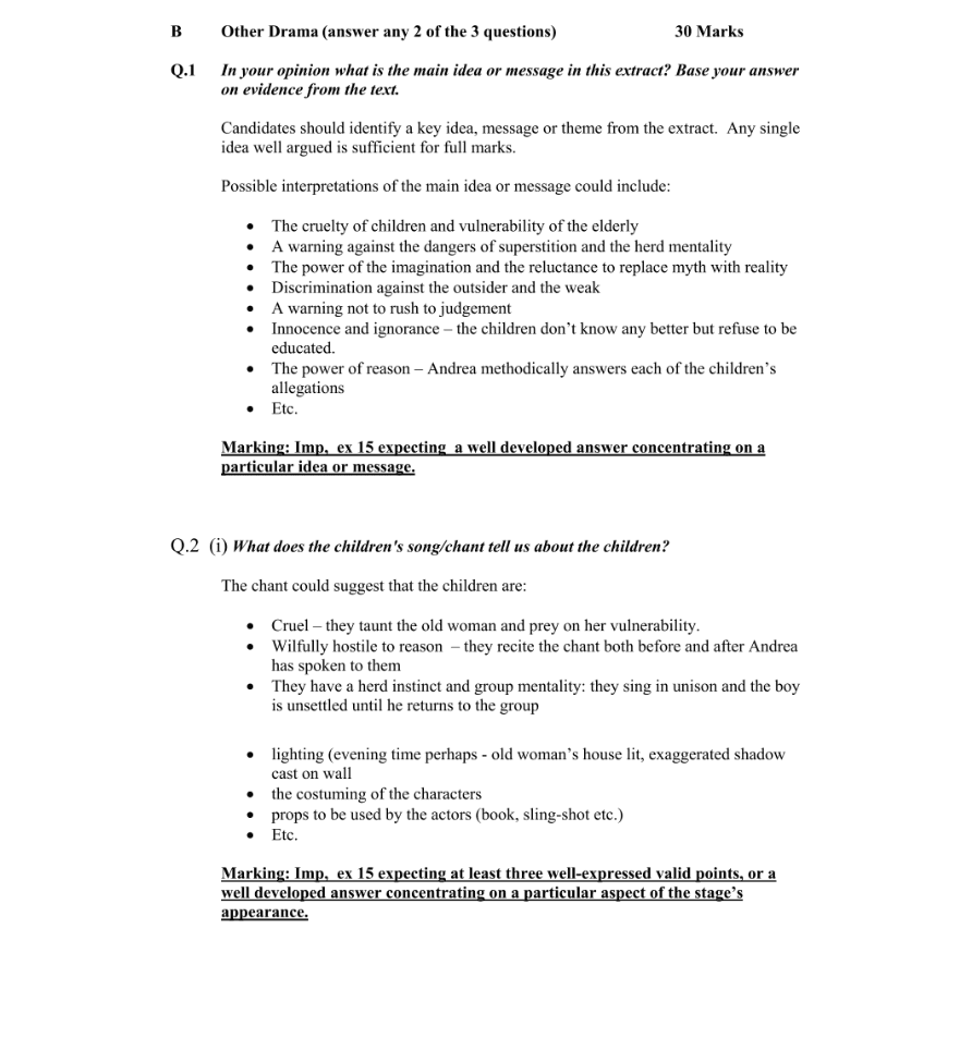 Marking Scheme Part 1