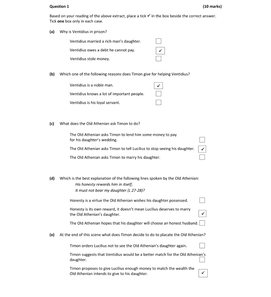 Marking Scheme Part 1