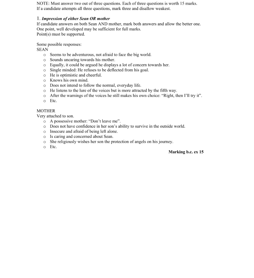 Marking Scheme Part 1
