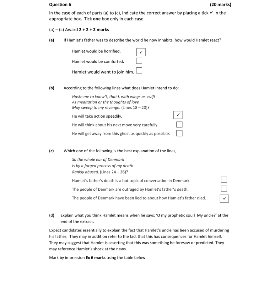 Marking Scheme Part 1