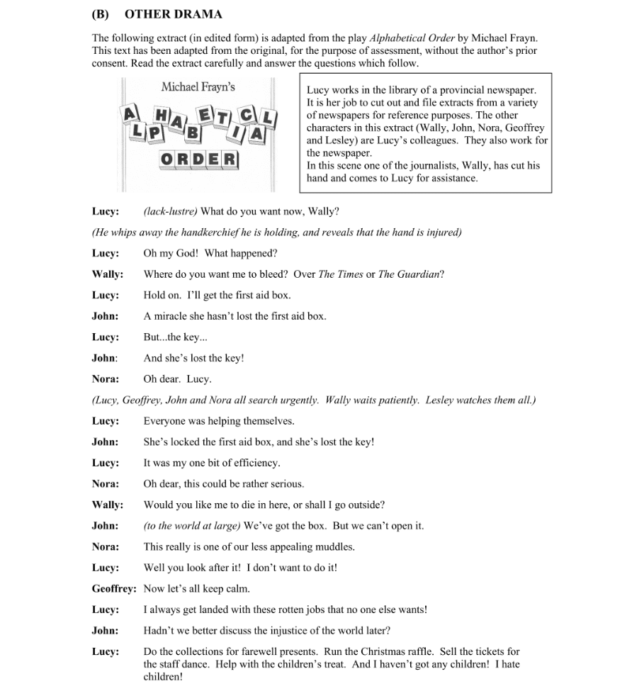Question 2012 - B Part 1