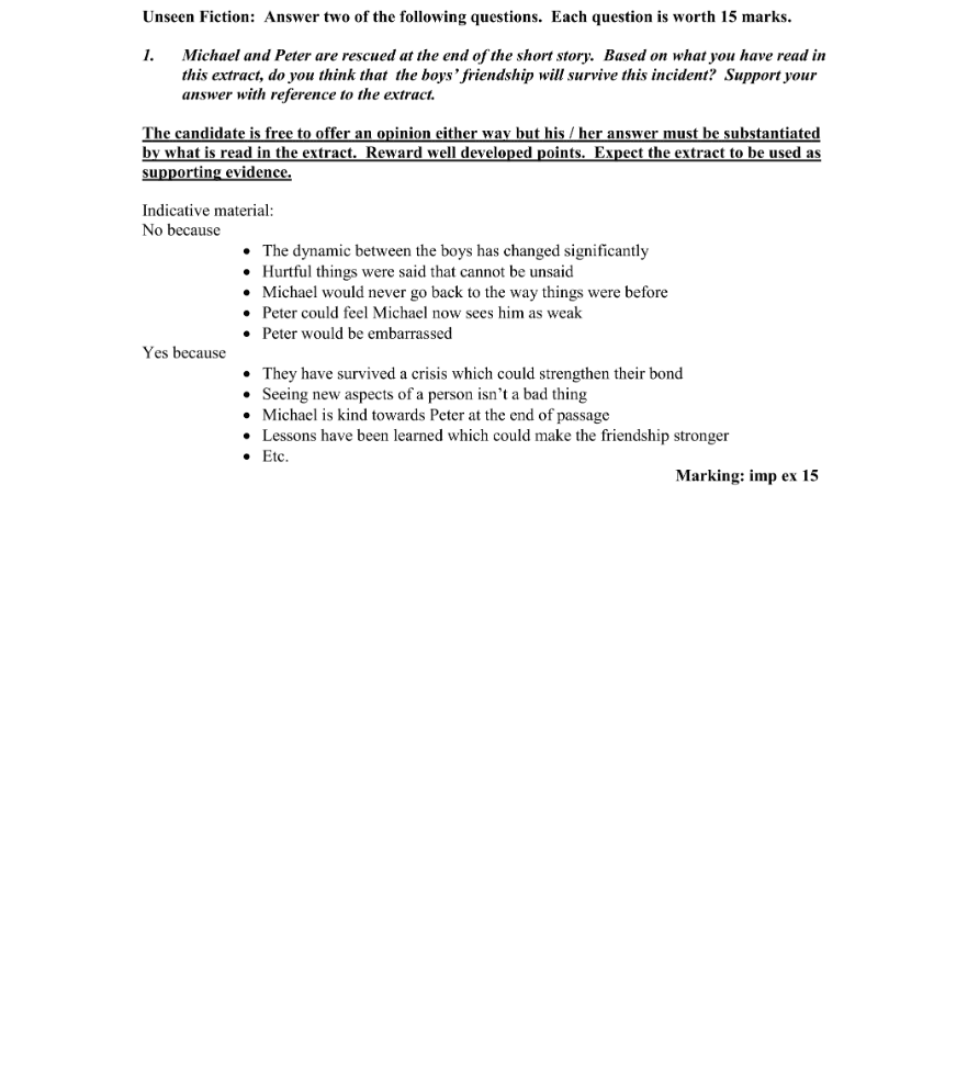 Marking Scheme Part 1