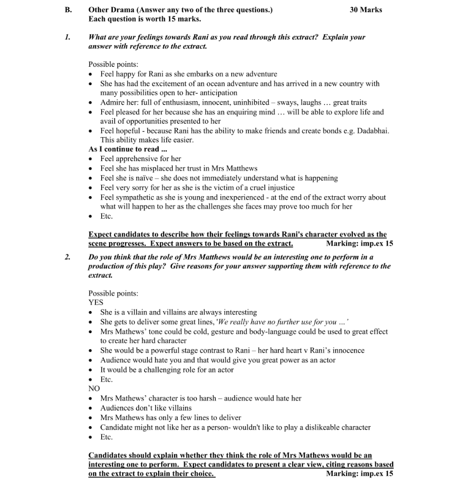 Marking Scheme Part 1