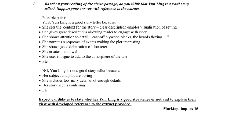 Marking Scheme Part 1