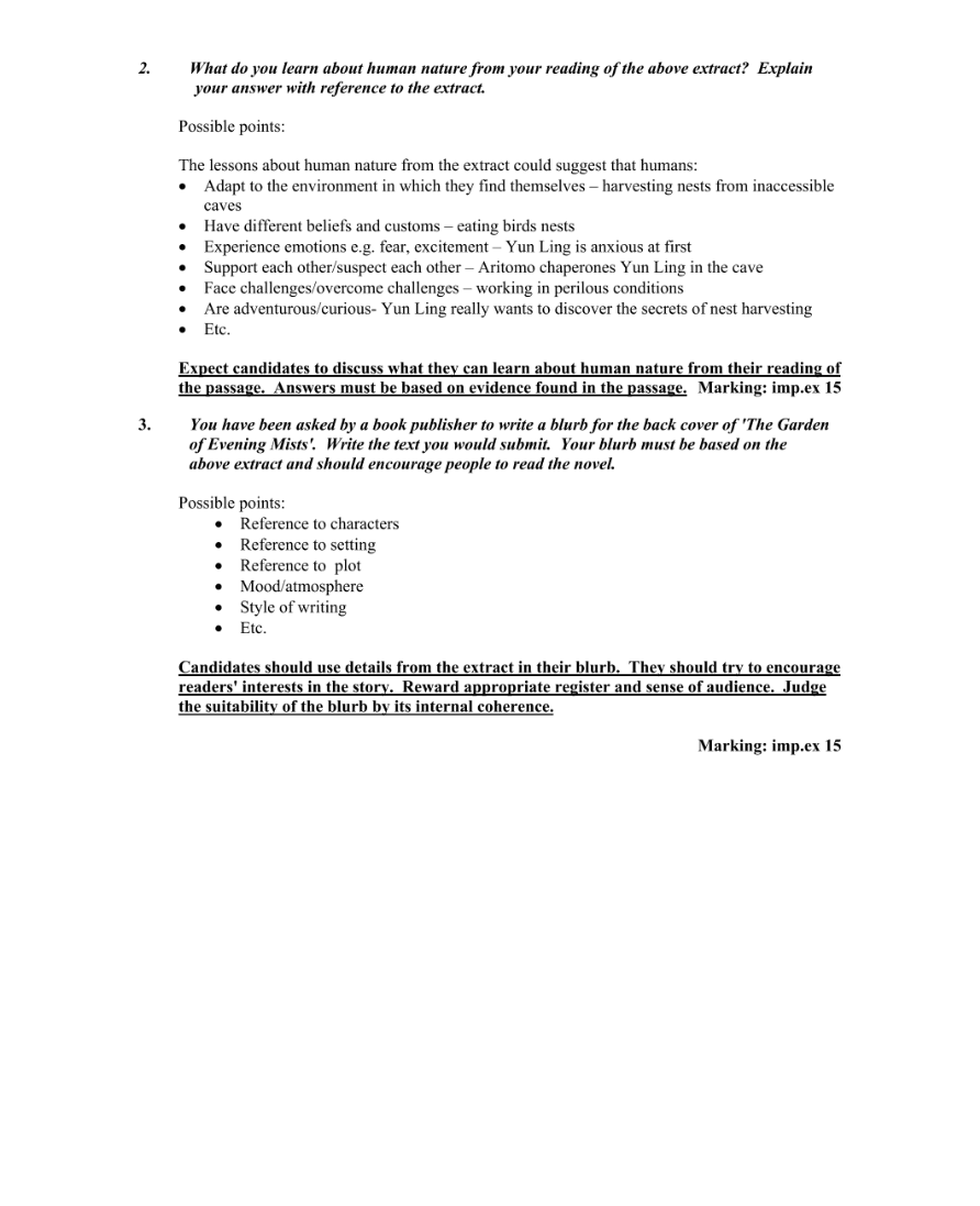 Marking Scheme Part 2