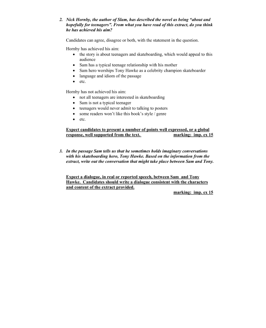Marking Scheme Part 2