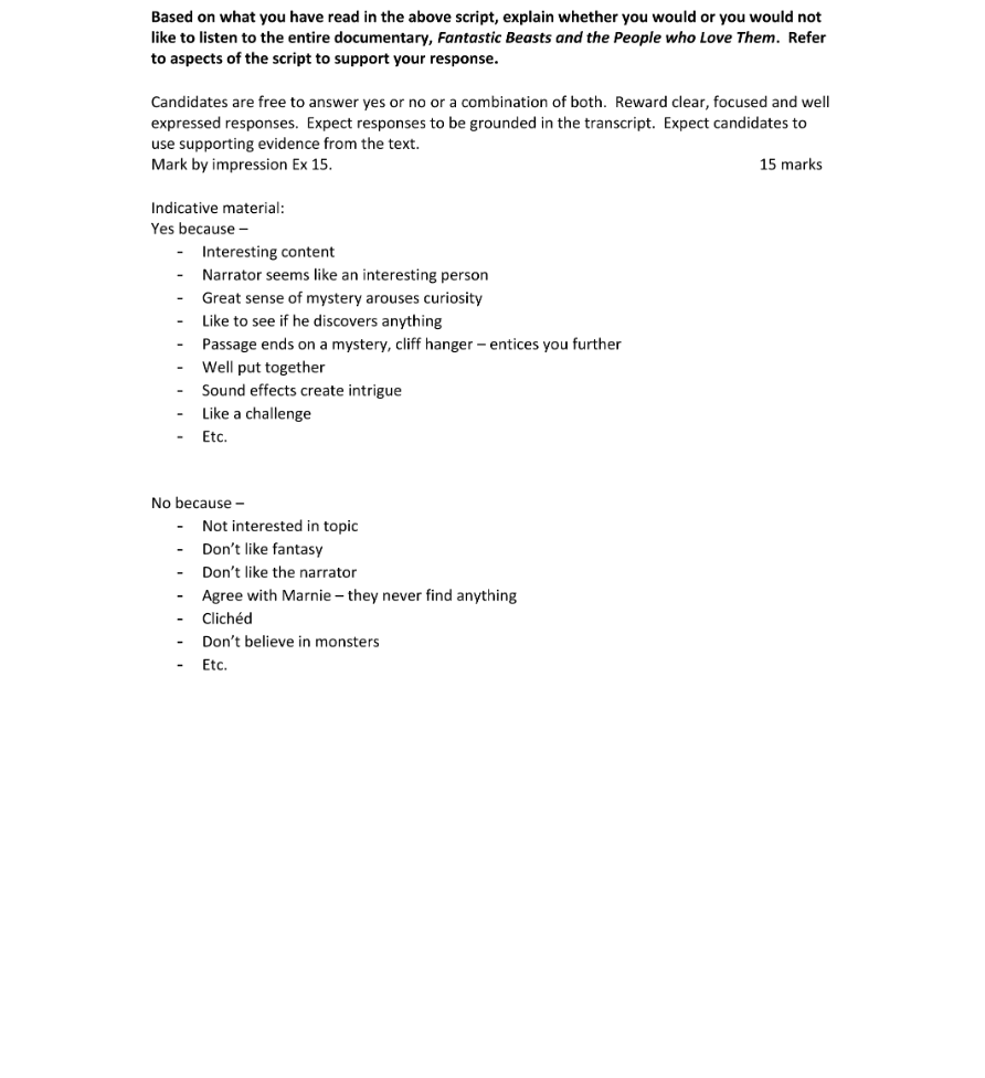 Marking Scheme Part 1