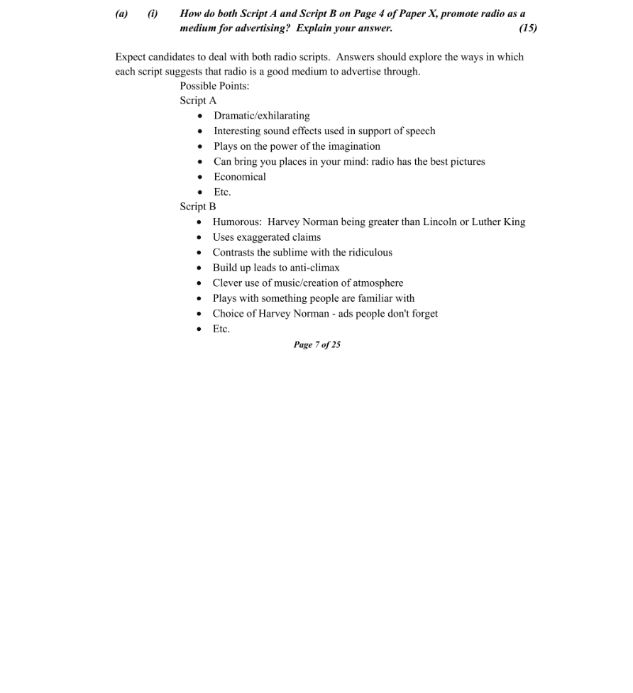 Marking Scheme Part 1