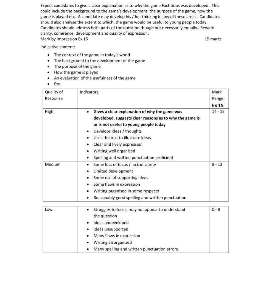 Marking Scheme Part 1