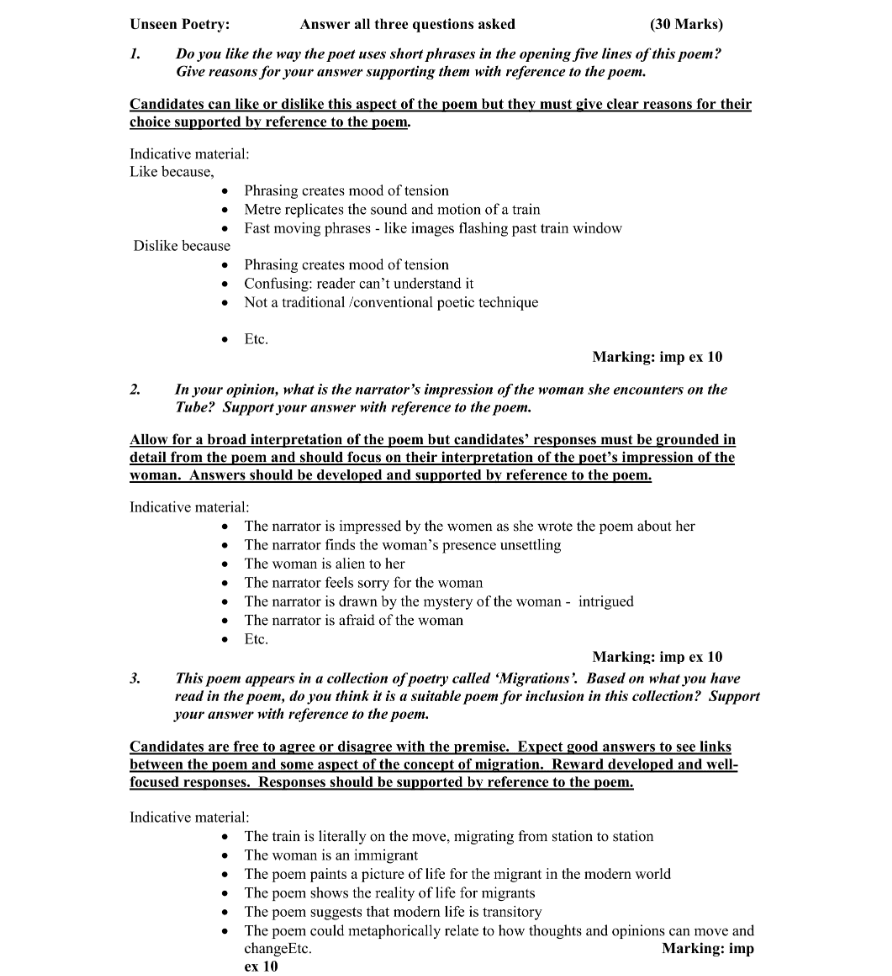 Marking Scheme Part 1