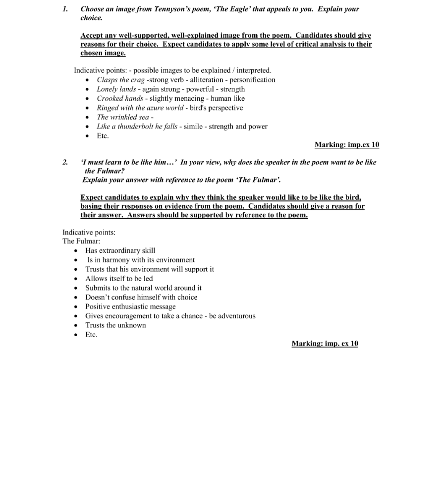 Marking Scheme Part 1