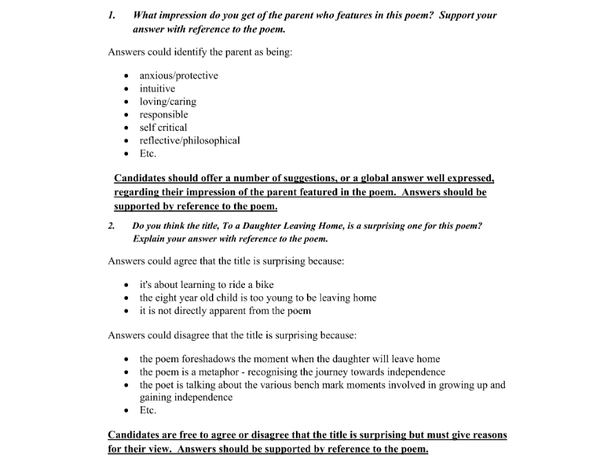 Marking Scheme Part 1