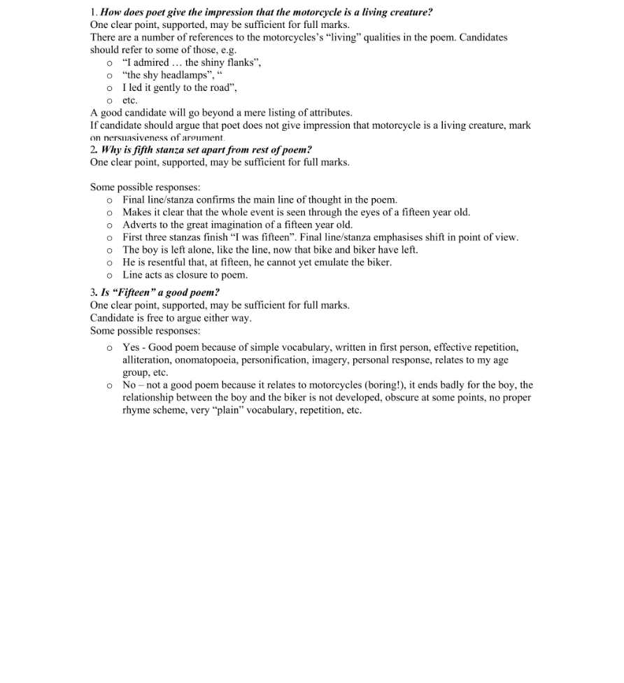 Marking Scheme Part 1