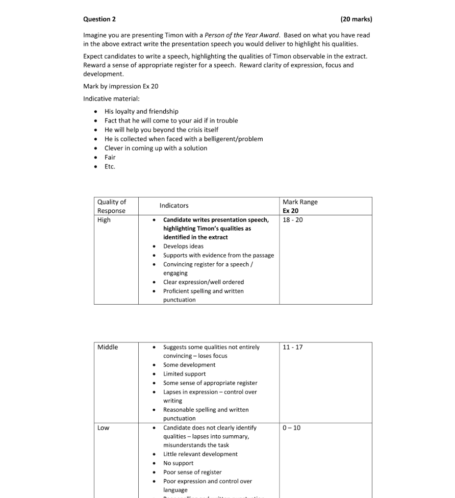 Marking Scheme Part 1