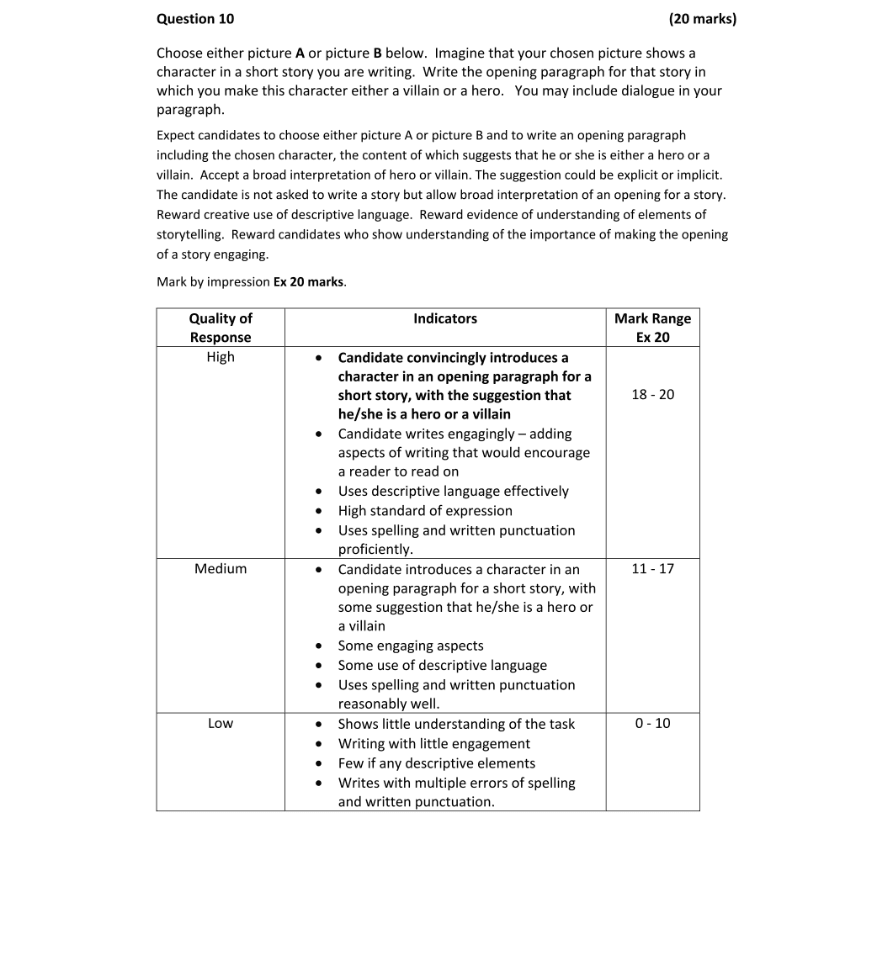 Marking Scheme Part 1
