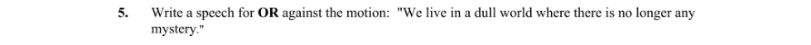 Question 2015 - 5 Part 1