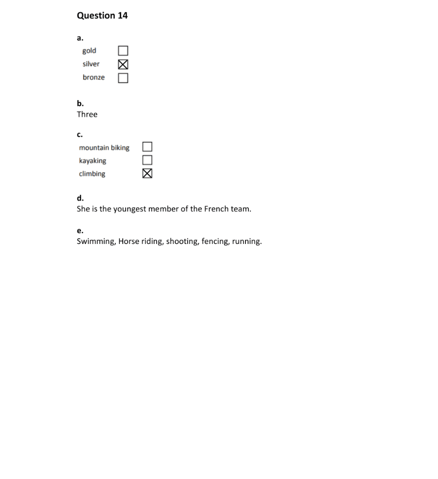 Marking Scheme Part 1