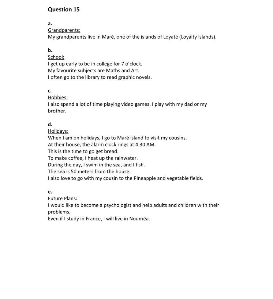Marking Scheme Part 1