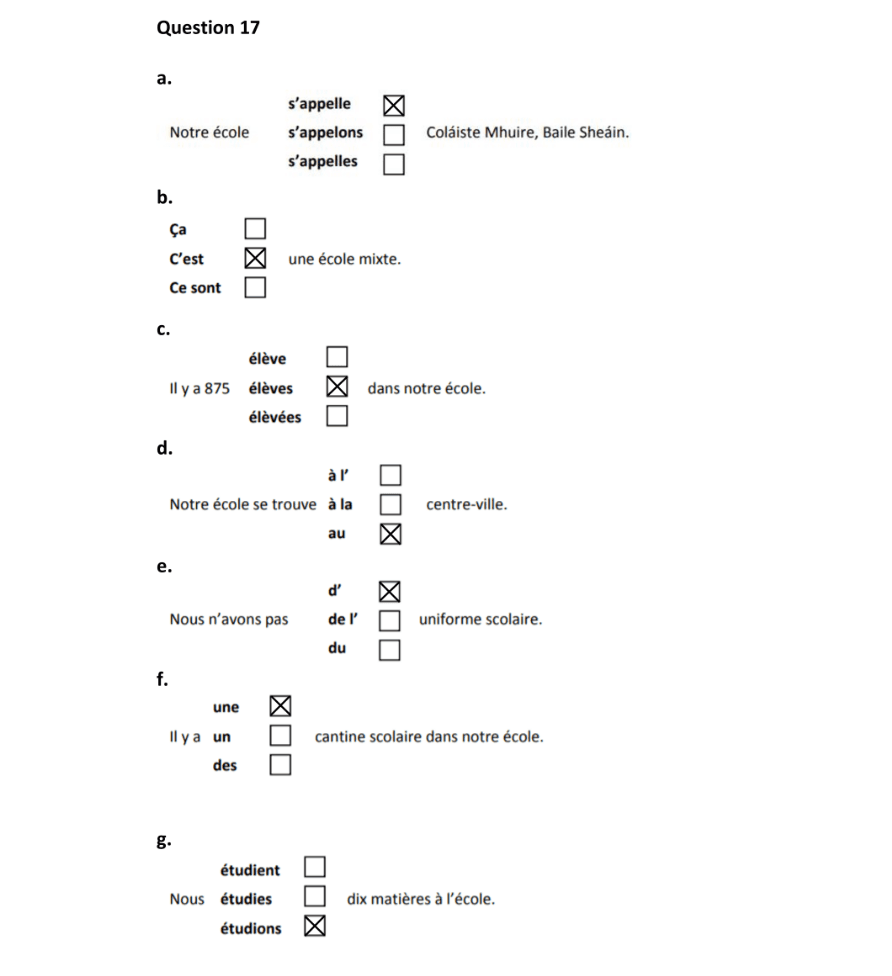 Marking Scheme Part 1