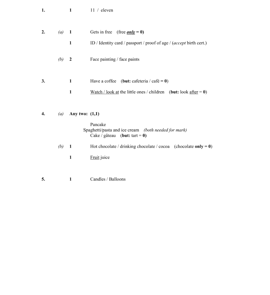 Marking Scheme Part 1