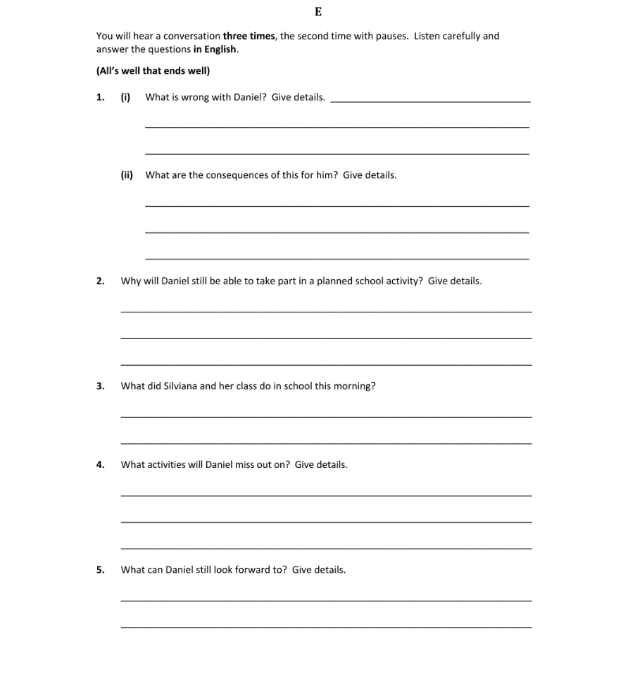 Question 2018 - E Part 1