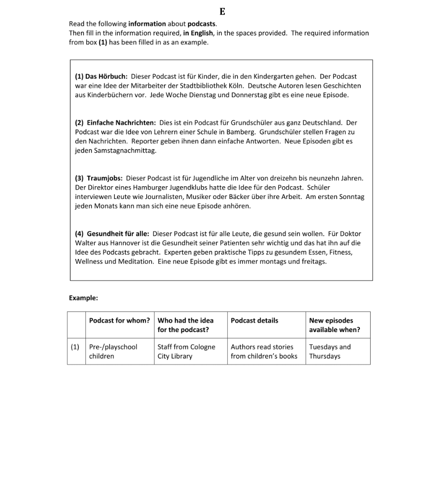 Question 2019 - E Part 1