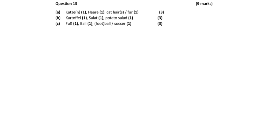 Marking Scheme Part 1