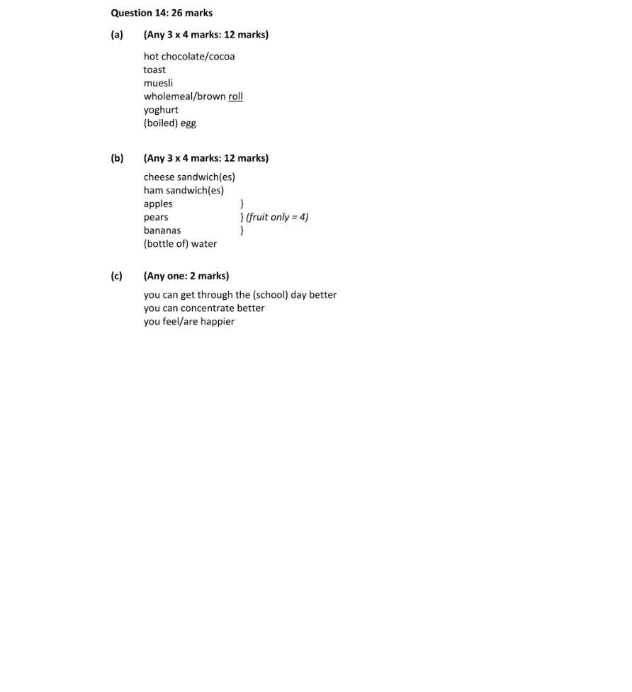 Marking Scheme Part 1