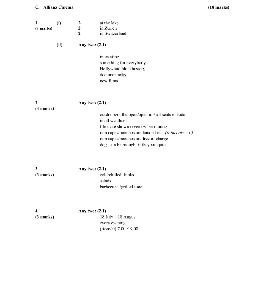 Marking Scheme Part 1